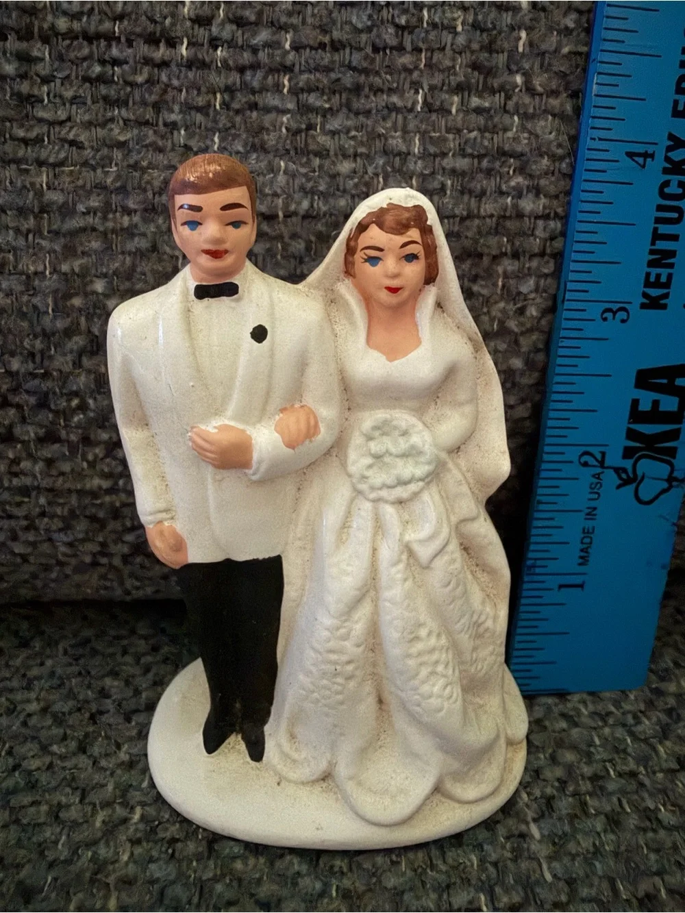Vintage White Bride and Groom Cake Topper - Wedding Figurine